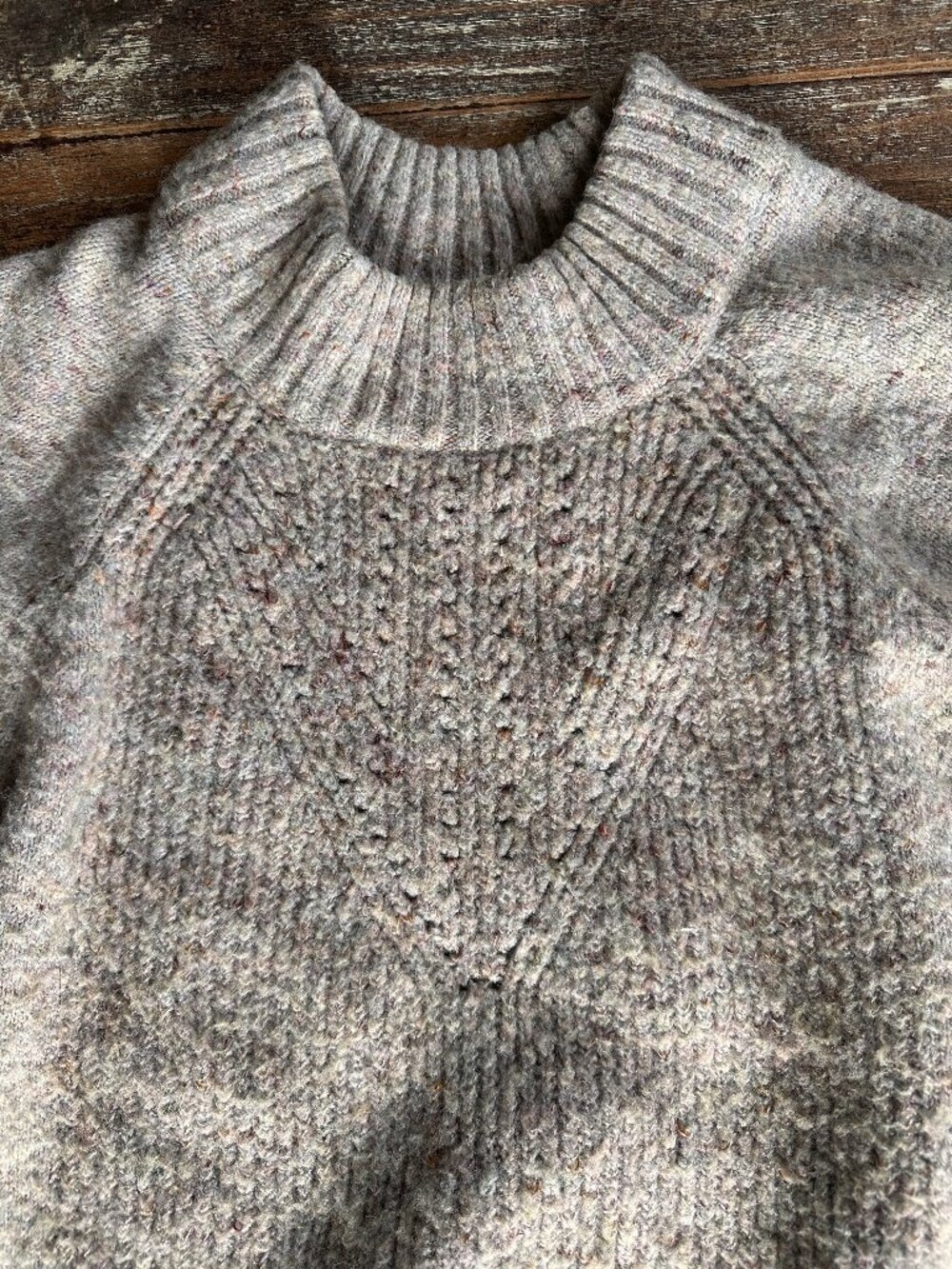 Lauren Conrad XL Cozy Mock Neck Sweater Oatmeal Tweed Speckled Knit
